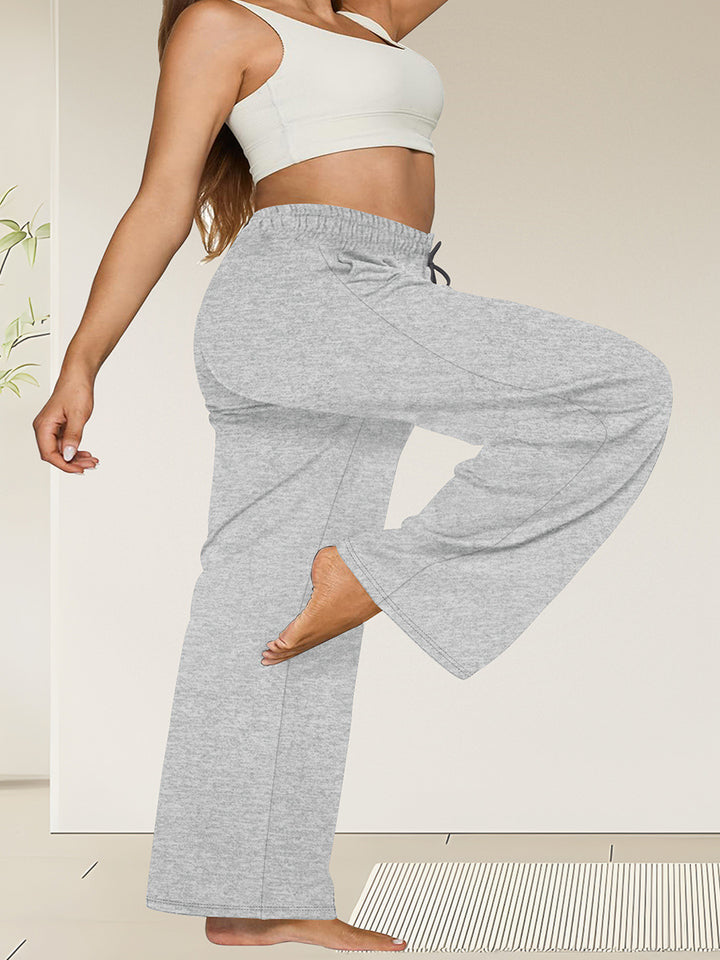 Damen Weite High-Waist Yogahose mit Leopardenmuster und Kordelzug echoarchiv-