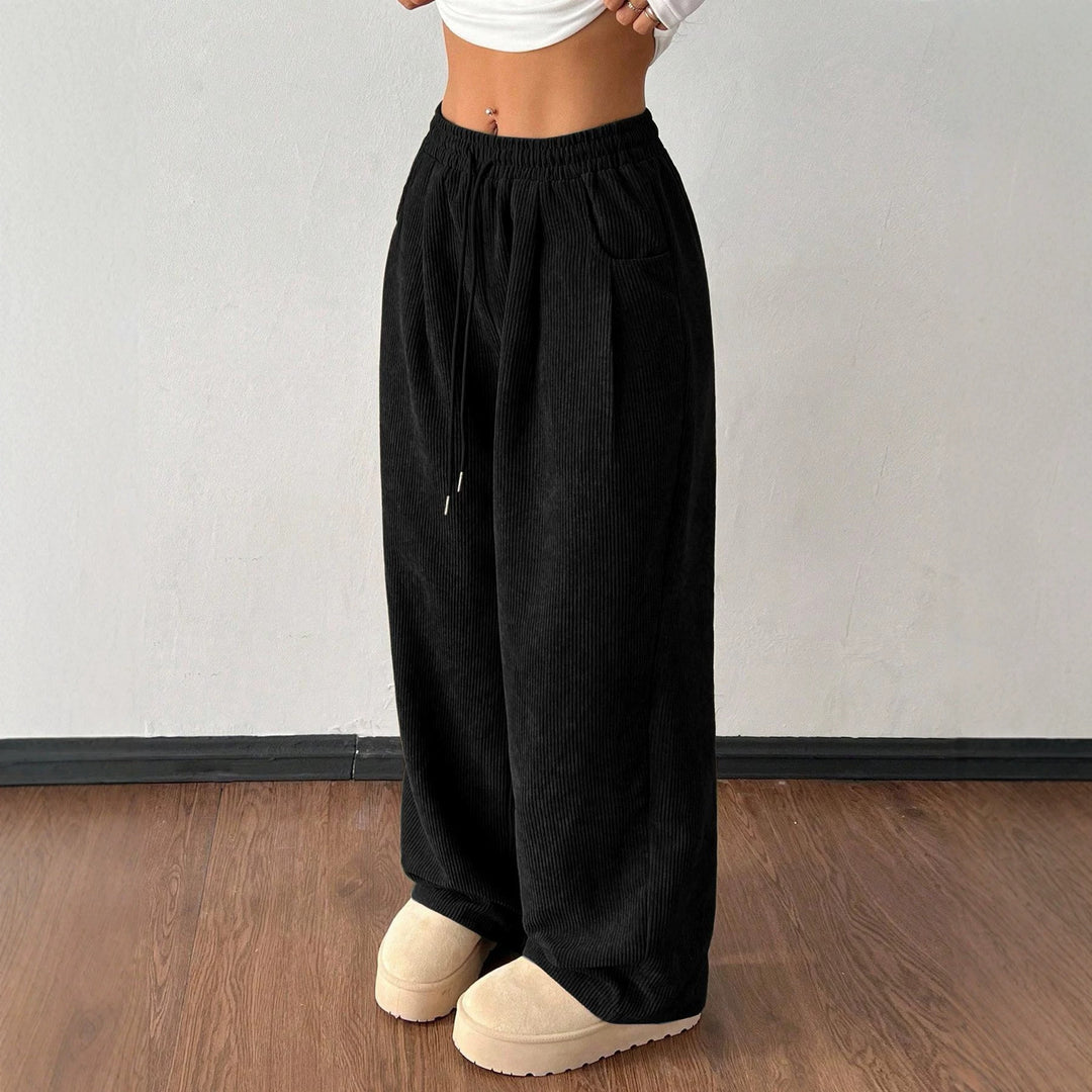 Damen Cordhose mit weitem Bein, elastischem Bund und Kordelzug Echo Archiv