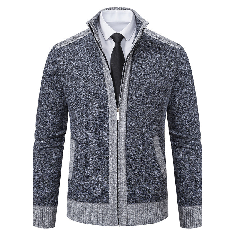 Herren nan strukturierter Strickcardigan mit Stehkragen und durchgehendem Reißverschluss Echo Archiv