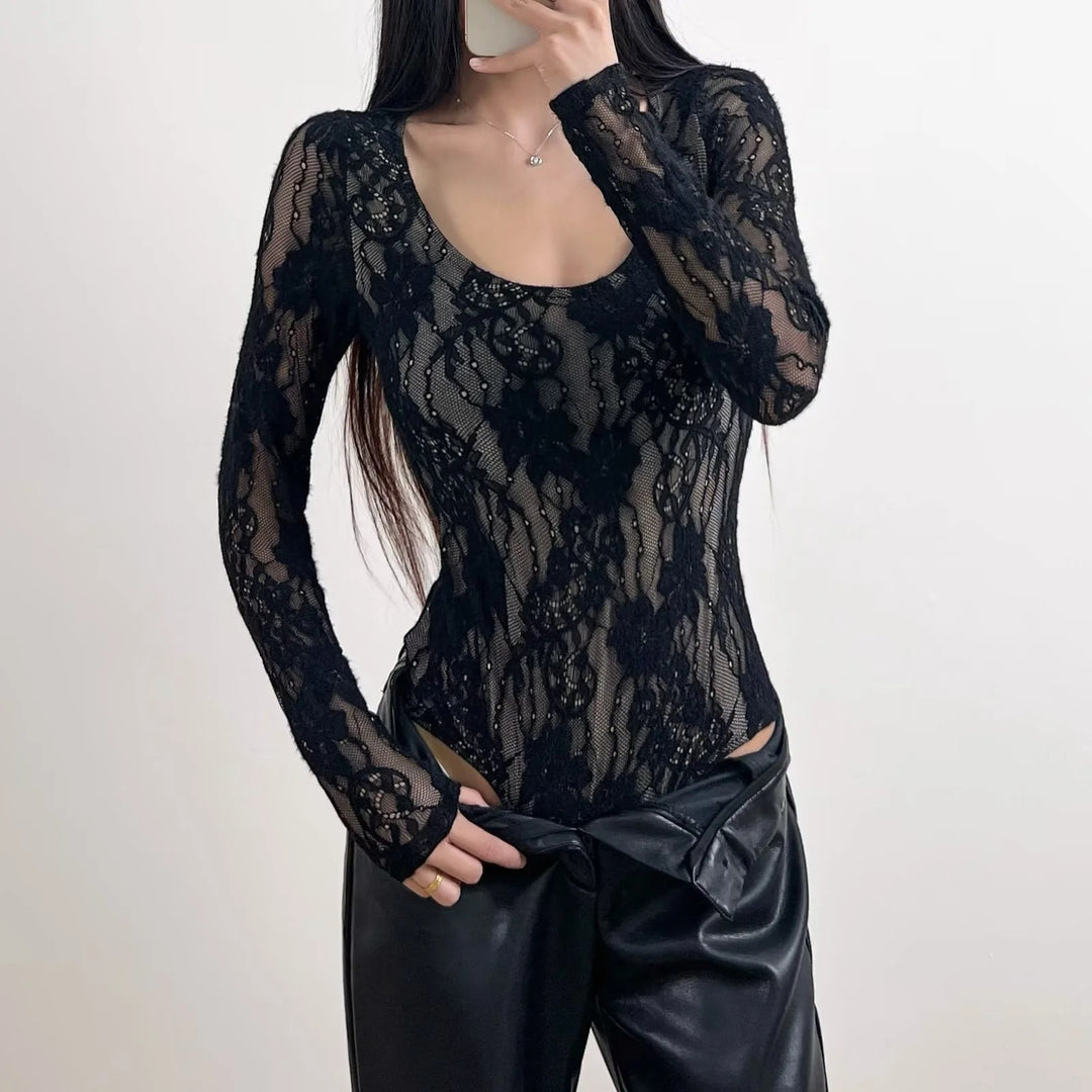 Damen Häkelbody mit transparentem Spitzenmuster Echo Archiv