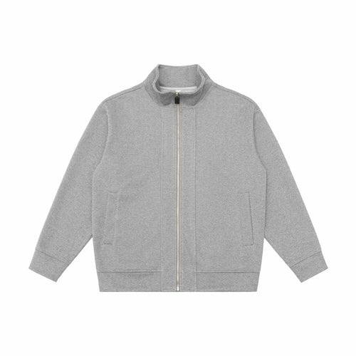 Unisex Leichte Stehkragen‑Jacke aus Fischgrät‑Struktur mit durchgehendem Reißverschluss Echoarchiv