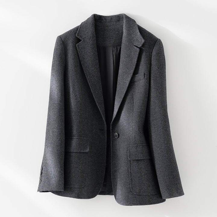Damen Halbgefütterter Ein-Knopf-Wollmix-Blazer mit abgerundetem Saum Echoarchiv