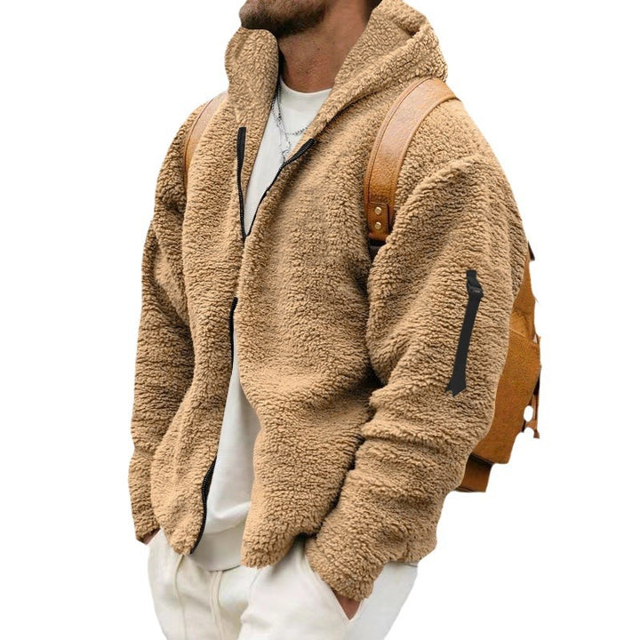 Herren Kuschelige Fleecejacke mit Kapuze und praktischen Reißverschlusstaschen Echoarchiv