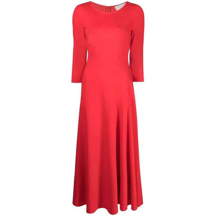 Damen Elegantes Midikleid mit tailliertem A-Linien-Schnitt und dreiviertel Ärmeln Echoarchiv