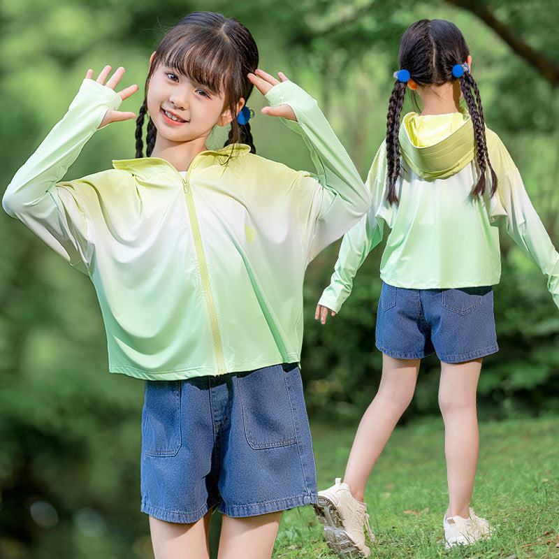 Damen nan leichte Kinder-Sonnenschutzjacke mit Kapuze Echo Archiv