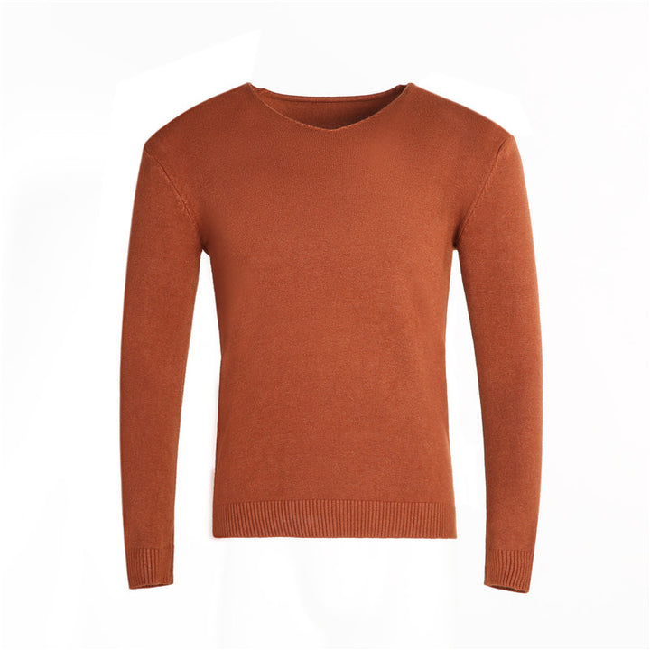 Herren nan feiner V-Ausschnitt-Pullover aus Baumwoll-Merino-Mix mit schmaler Silhouette Echo Archiv