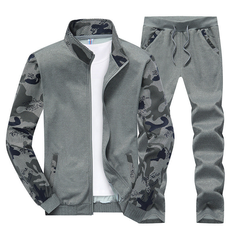 Herren Moderner Trainingsanzug im Camouflage Mesh Mix mit Stehkragen und Kordelbund Echo Archiv