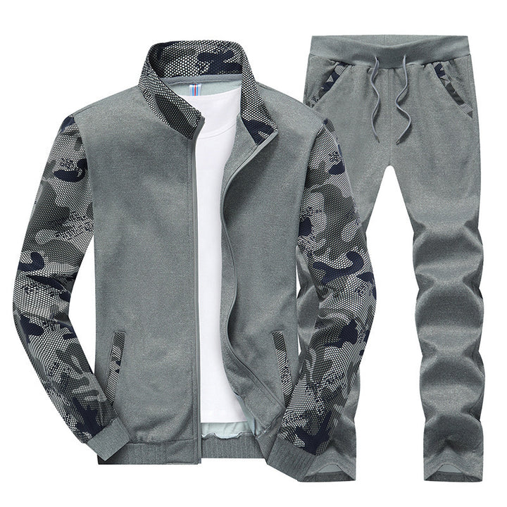 Herren Moderner Trainingsanzug im Camouflage Mesh Mix mit Stehkragen und Kordelbund Echo Archiv