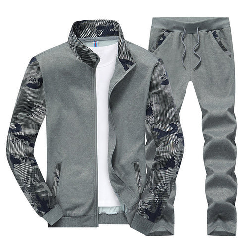 Herren Moderner Trainingsanzug im Camouflage Mesh Mix mit Stehkragen und Kordelbund Echo Archiv