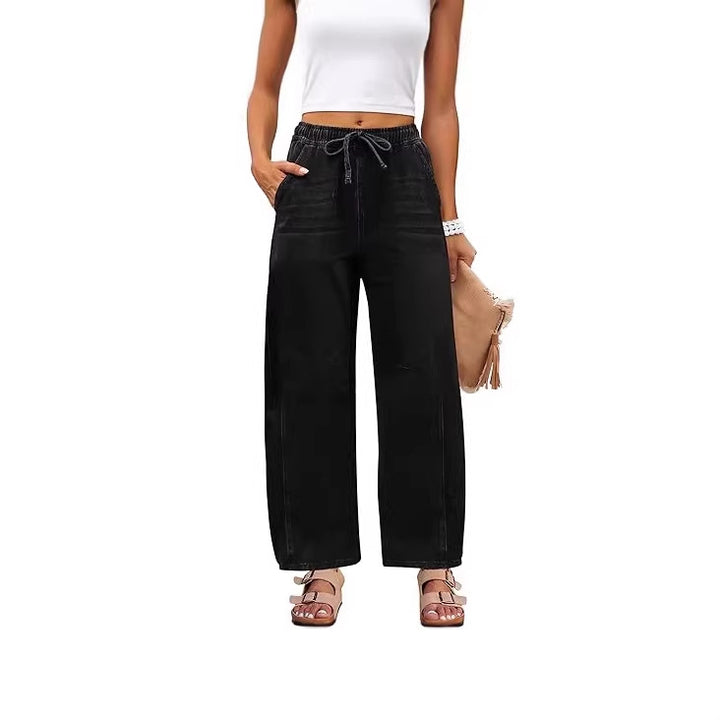 Damen weite Denim-Hose mit elastischem Bund und praktischem Schnitt Echo Archiv