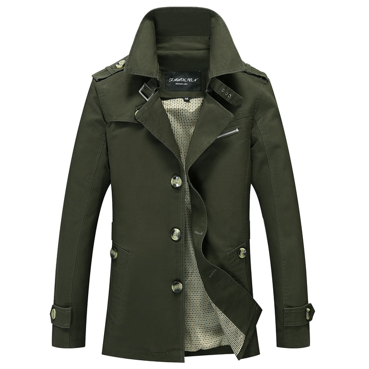 Herren Moderner Field-Trenchcoat mit Stehkragen, Schulterepauletten und kariertem Innenfutter – Montevé