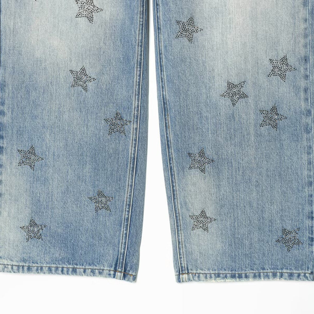 Damen nan weite Highwaist-Jeans mit Stern-Applikationen und Five-Pocket-Schnitt Echo Archiv