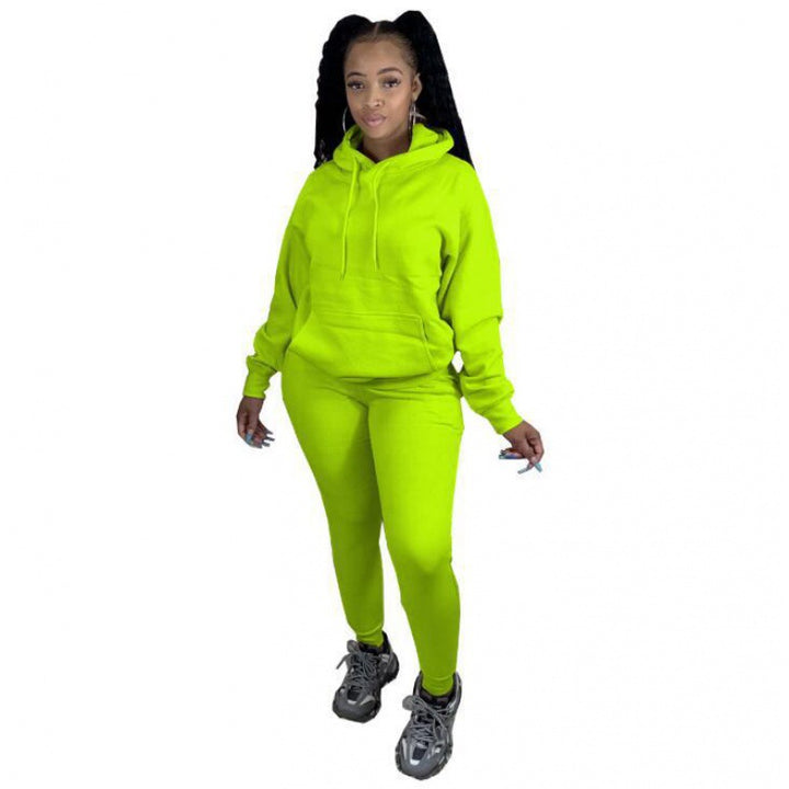 Damen Zweiteiliges Freizeitset mit Oversize Kapuzenpullover und Leggings mit hohem Bund, schmaler Passform – Élanora