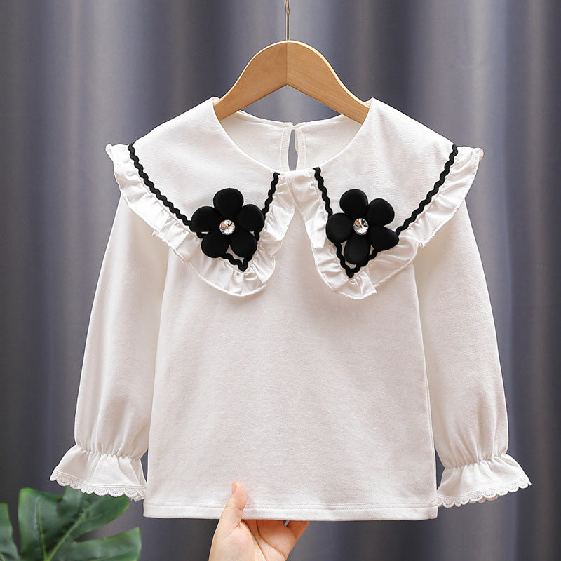 Damen Bluse mit großen Kragen und floralen Applikationen Echo Archiv