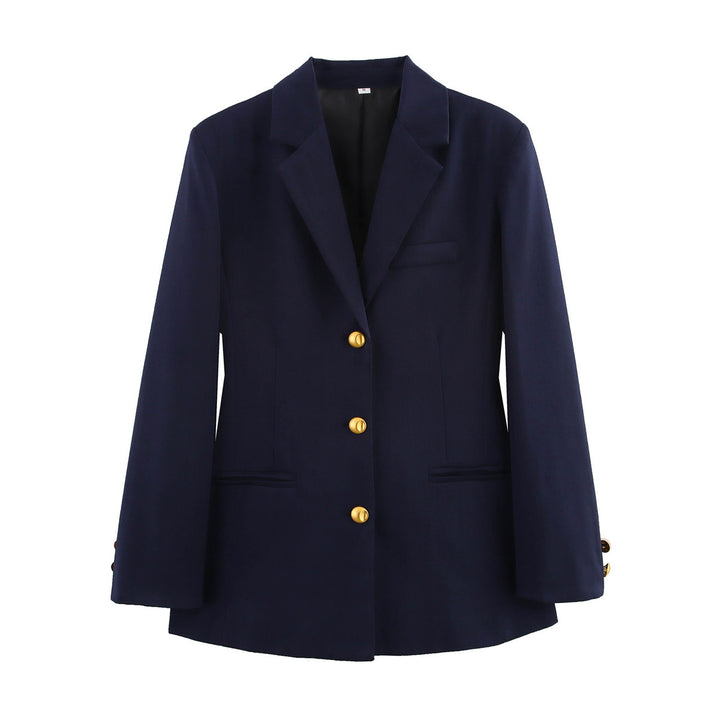 Damen klassischer Einreiher-Blazer im Mini-Hahnentritt mit goldknopfleiste und Wiener Nähten – Valéne