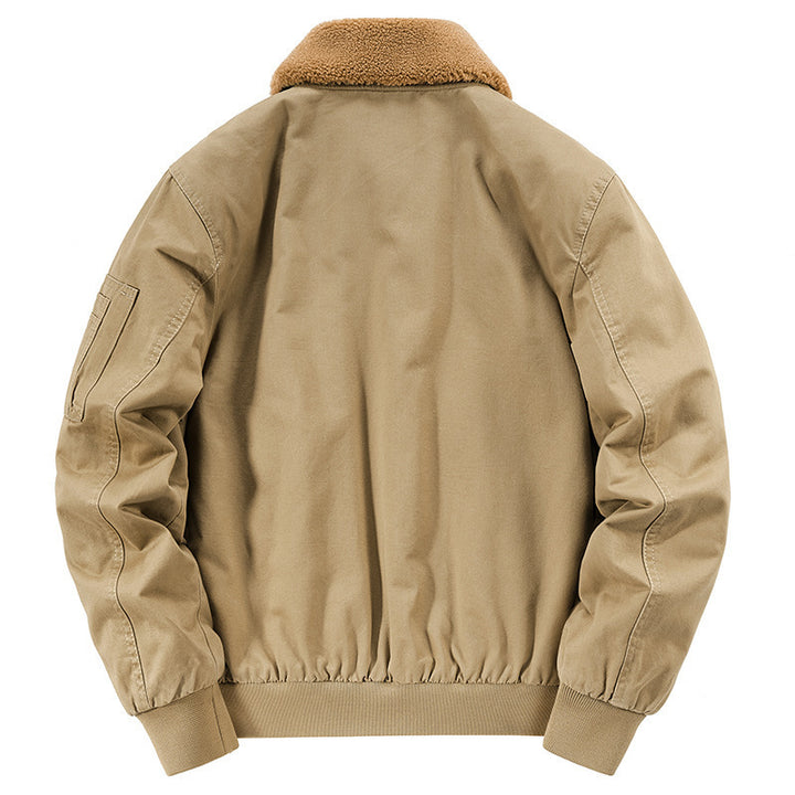 Herren Flieger-Bomberjacke im Canvas‑Look mit gesteppter Thermo‑Innenlage und Teddykragen – Brevano