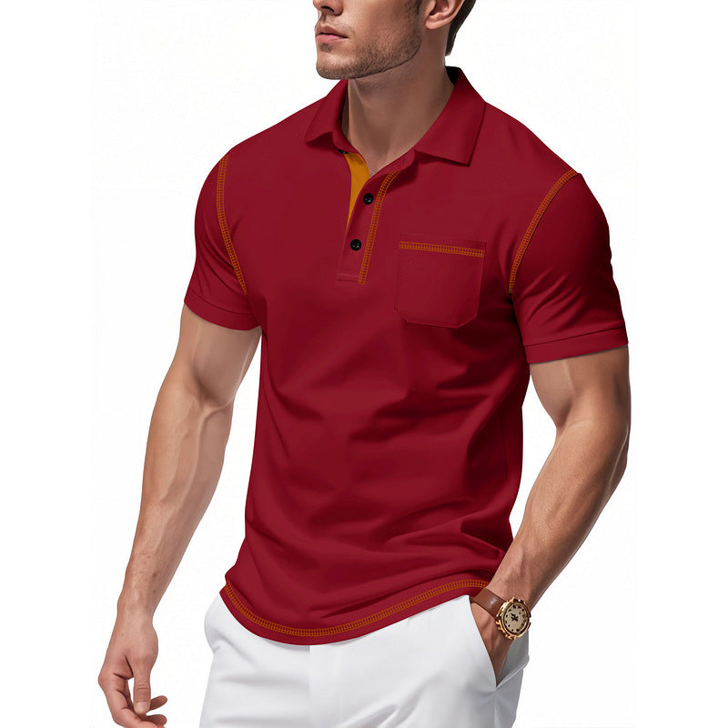 Herren Poloshirt mit modernem Henley-Kragen und kontrastierenden Akzenten Echoarchiv