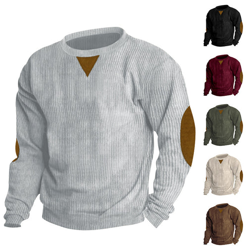 Herren Strickpullover mit einzigartigem strukturiertem Design und aufgesetzten Ellbogenpatches Echoarchiv