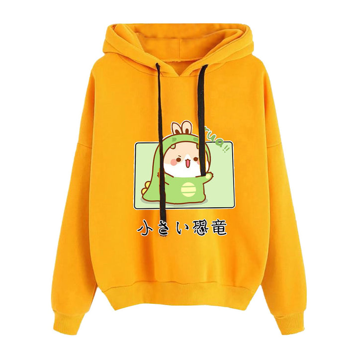 Damen kurz geschnittener Cropped-Kapuzenpullover mit niedlicher Frosch-Illustration und verstellbarer Kapuze – Auréline