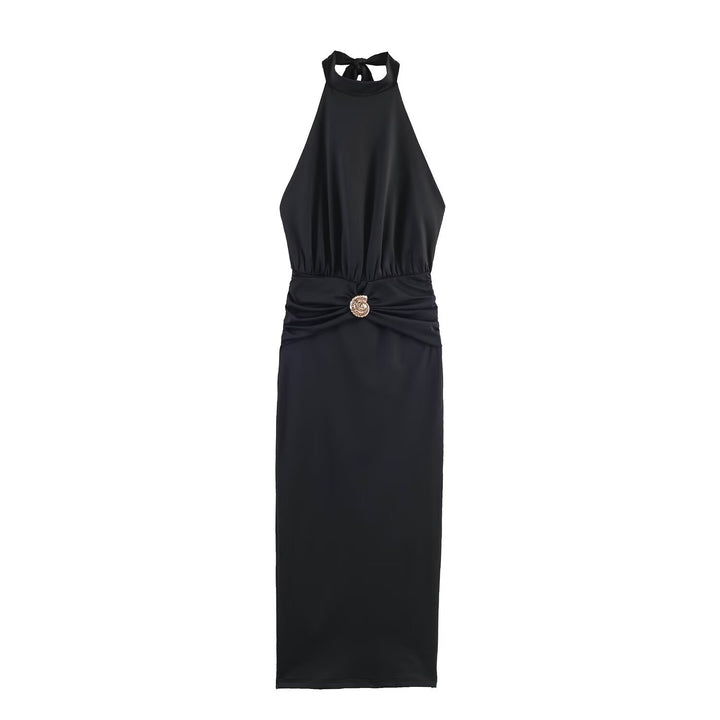 Damen Maxikleid mit schickem Halterneck und dekorativer Drapierung Echo Archiv
