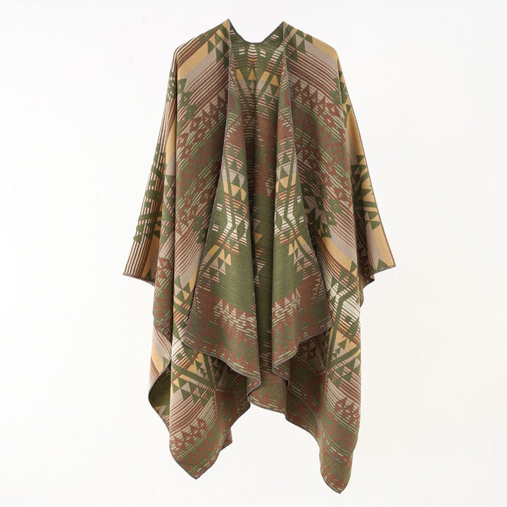 Damen Oversize-Überwurf im gewebten Ethno-Jacquard mit asymmetrischem Zipfelsaum Echo Archiv