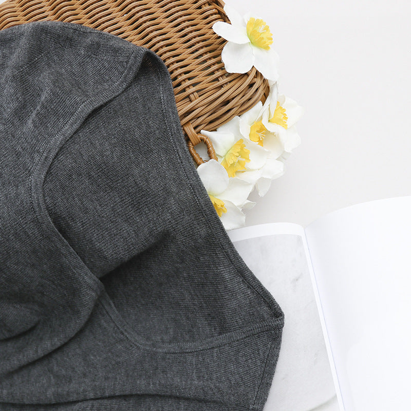 Damen Feines Ripp-Strick-Top mit breiten Trägern und glattem Fall Echo Archiv
