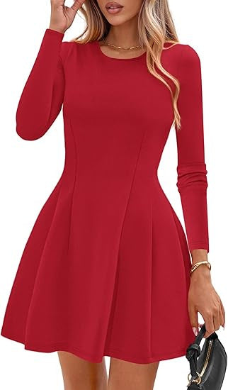 Damen A-Linien Minikleid mit langen Ärmeln Echo Archiv
