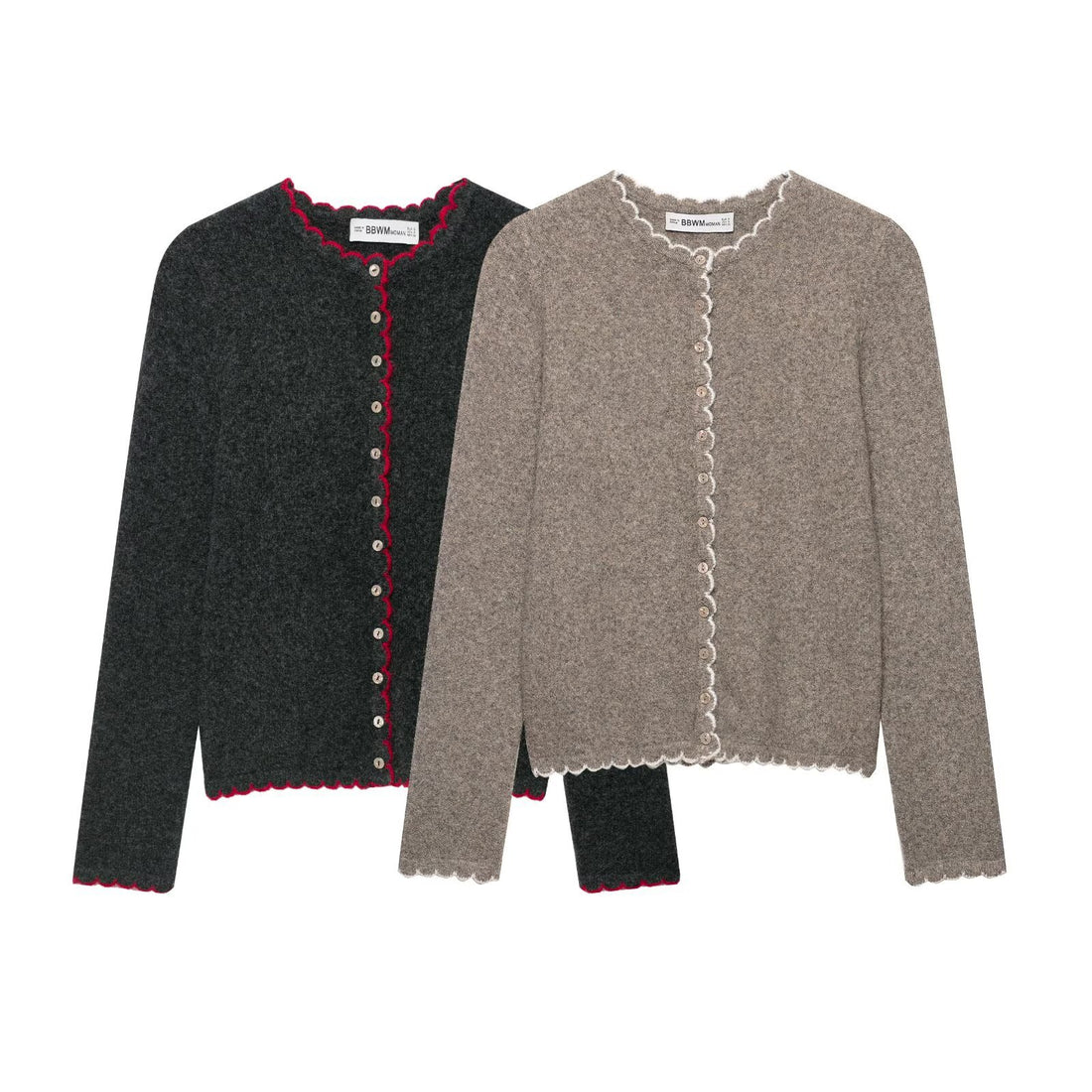 Damen Feinstrick-Cardigan mit Muschelkante und Perlmuttknöpfen Echoarchiv