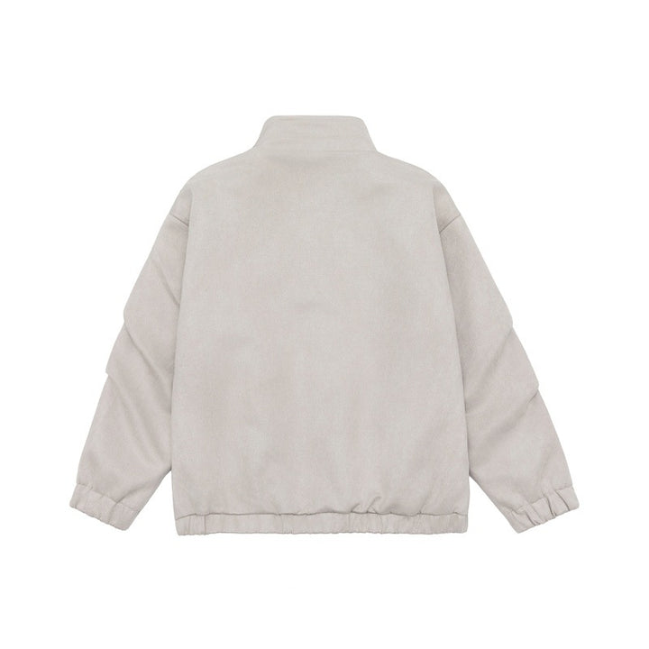 Unisex Kurzgeschnittene Stehkragen-Fleecejacke mit verdeckter Druckknopfleiste Echoarchiv