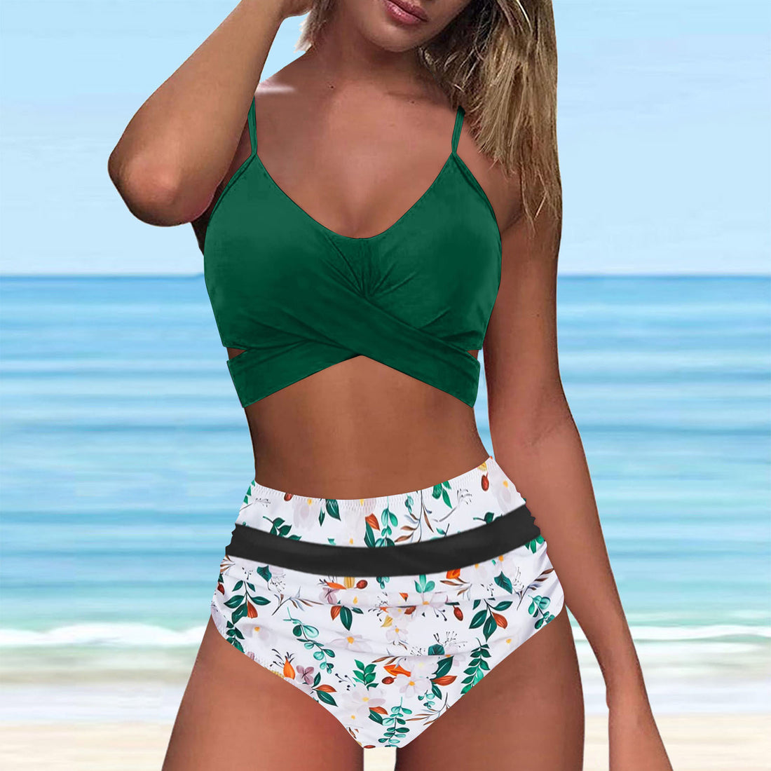 Damen High-Waist Bikini Set mit modischem Wickel-Oberteil – Maréssa