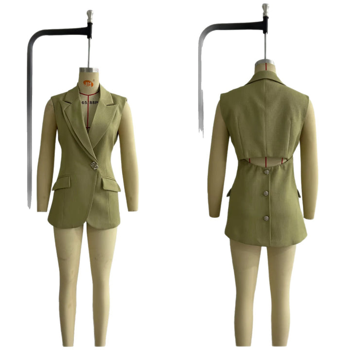 Damen nan taillierte Longblazer-Weste mit Reverskragen und Pattentaschen Echo Archiv