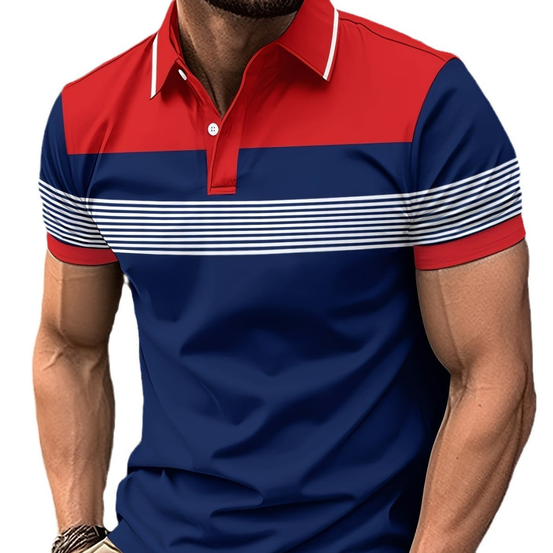 Herren Polohemd mit gestreiftem Design und modernem Kragen Echoarchiv