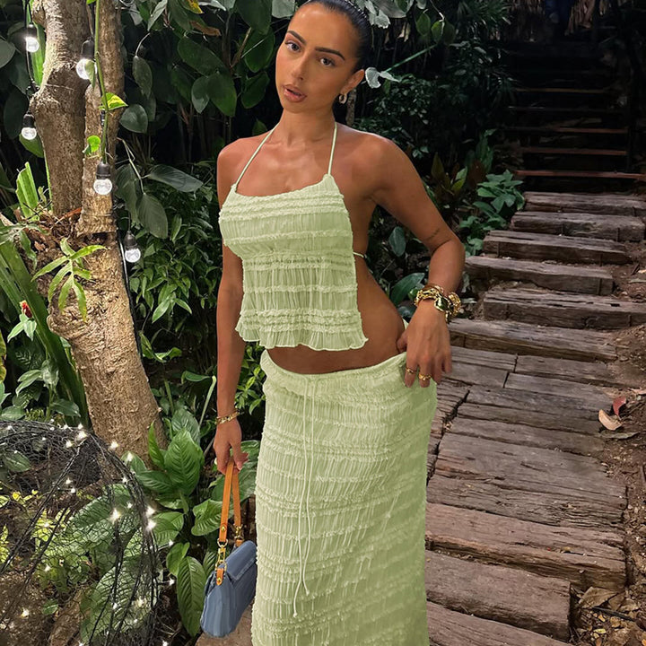 Damen Maxikleid mit schulterfreiem Design und Raffungen Echo Archiv