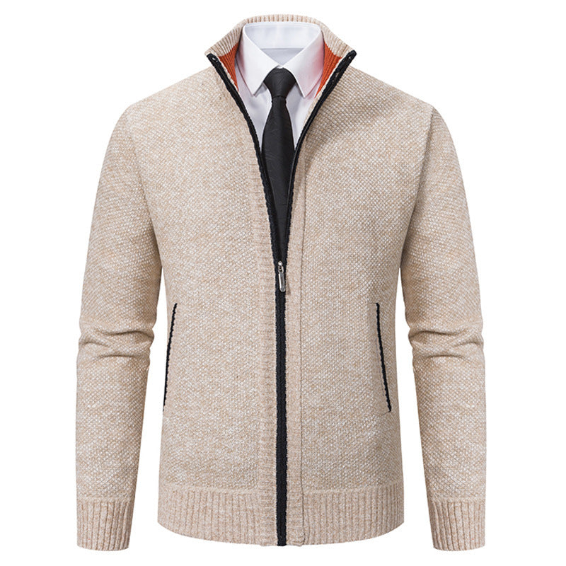 Herren nan gehobene Strickjacke mit Stehkragen und durchgehendem Reißverschluss, thermisch isolierend und tailliert geschnitten Echo Archiv
