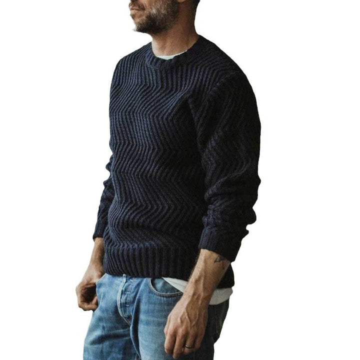 Herren strukturiertes Strickpullover mit feinem Wellenmuster Echoarchiv