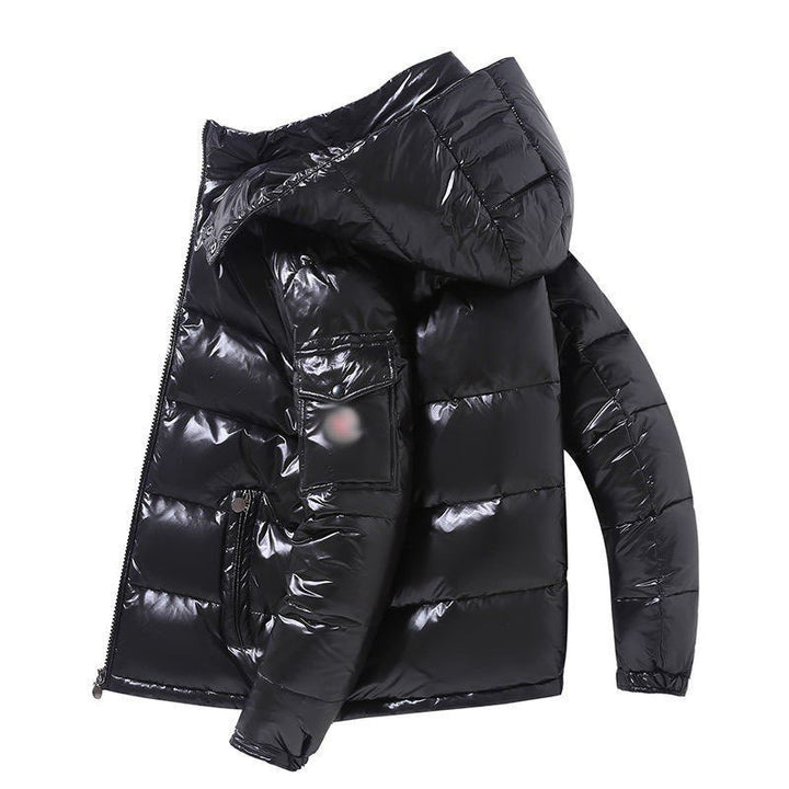 Herren Glänzende Stepp-Kapuzenjacke mit Cargo-Brusttasche Echoarchiv