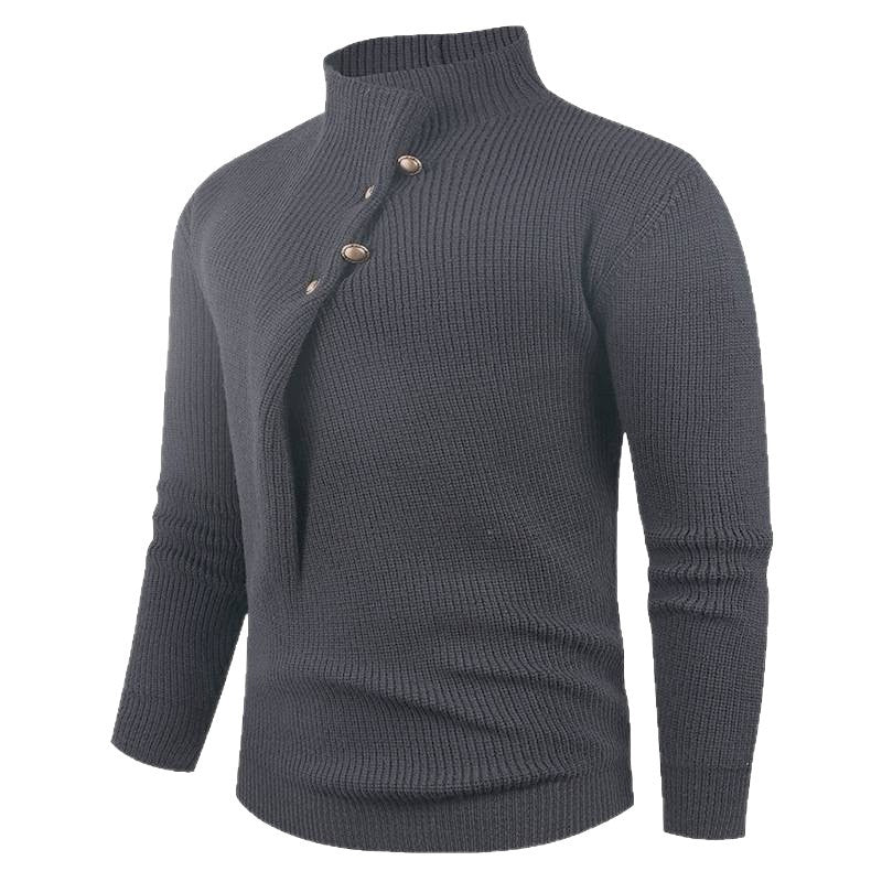 Herren Strickpullover mit modernem Stehkragen und dekorativen Knöpfen Echoarchiv
