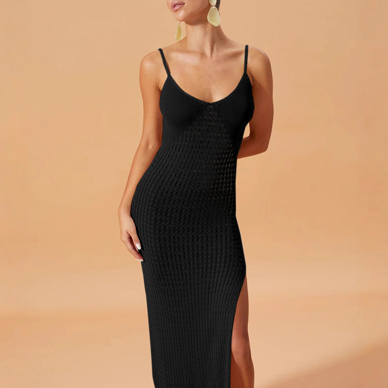 Damen Elegantes Maxikleid mit tiefem V-Ausschnitt und seitlichen Schlitzen Echo Archiv