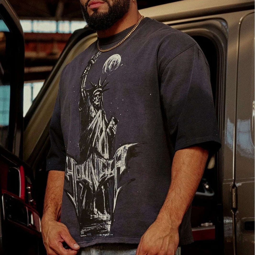 Herren Künstlerische Grafik Übergröße T-Shirt Echoarchiv