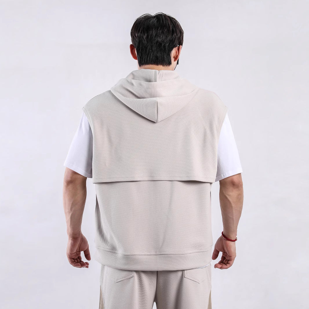 Herren ärmelloses Kapuzenshirt mit praktischen Taschen Echoarchiv