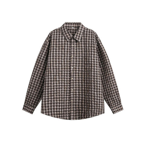 Unisex Oversize-Kariertes Hemdjacke mit Tasche und weichem Strukturstoff Echoarchiv