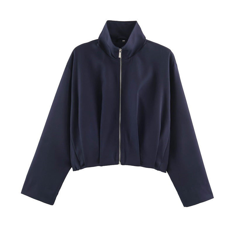 Damen Boxy-Cropped Blousonjacke mit hohem Stehkragen und taillennahem Gummizug Echo Archiv