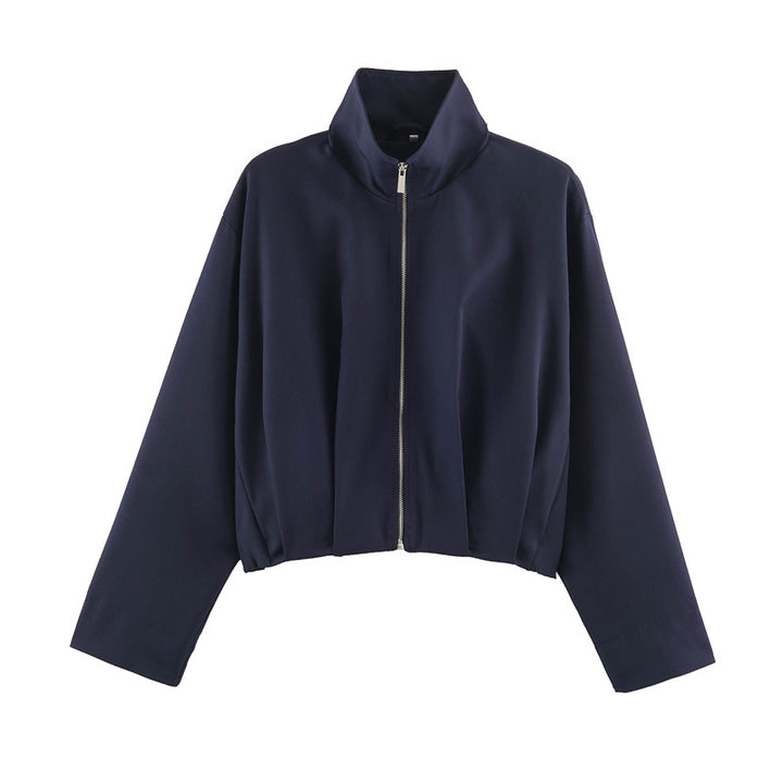 Damen Boxy-Cropped Blousonjacke mit hohem Stehkragen und taillennahem Gummizug Echo Archiv