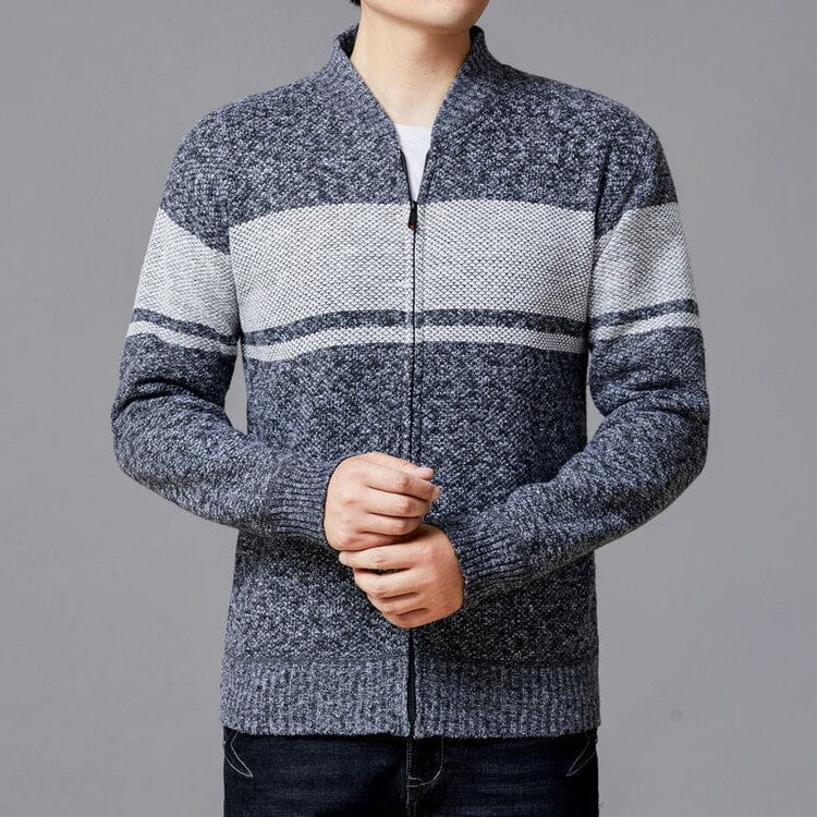 Herren Strickjacke mit modernem Zipper und strukturiertem Design Echoarchiv