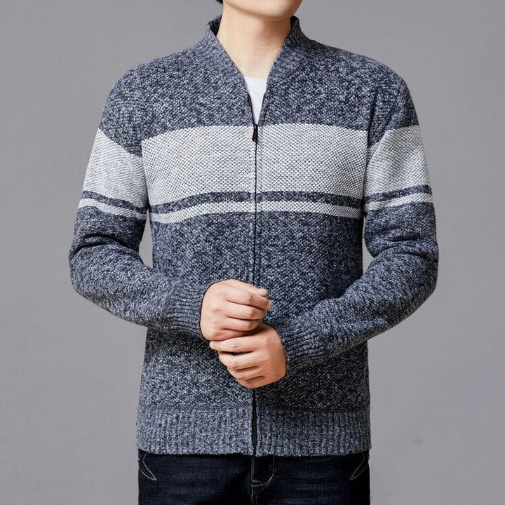 Herren Strickjacke mit modernem Zipper und strukturiertem Design Echoarchiv