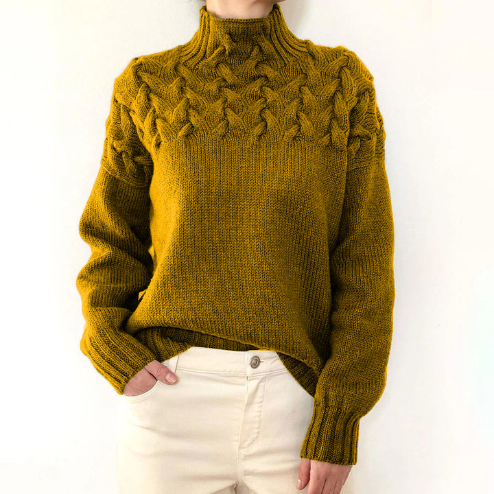 Damen nan Strickpullover mit Zopfstruktur und hohem Rollkragen Echo Archiv