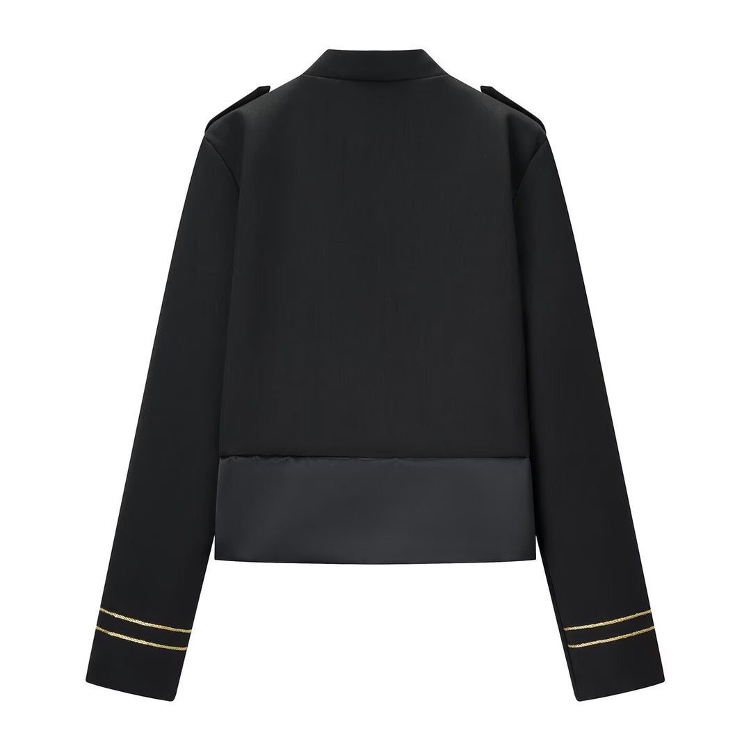 Damen Militärisch inspirierte Kurzjacke mit Goldkordel‑Applikation und Stehkragen Echo Archiv