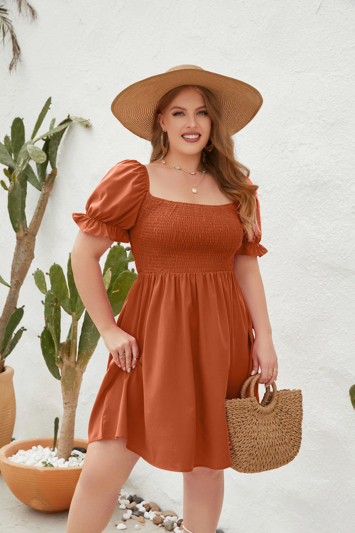 Damen Leichtes Sommerkleid mit schulterfreier Passform und voluminösen Puffärmeln Echo Archiv