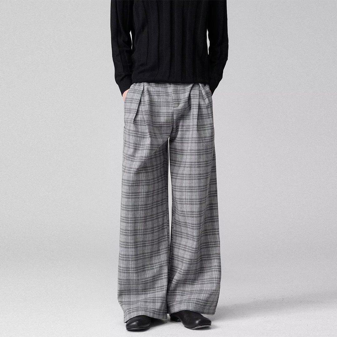 Herren Weitgeschnittene Karottenhose mit Karo-Muster Echoarchiv