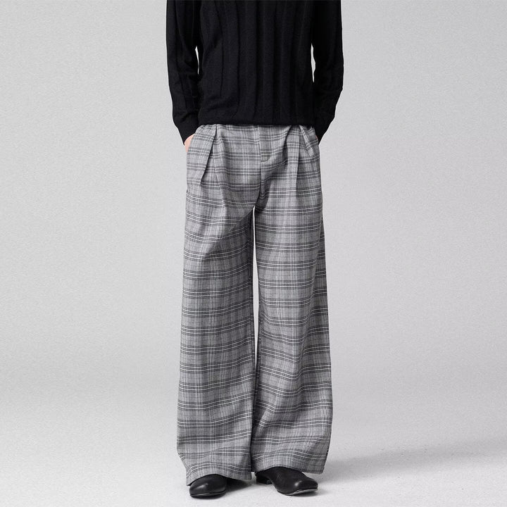 Herren Weitgeschnittene Karottenhose mit Karo-Muster Echoarchiv